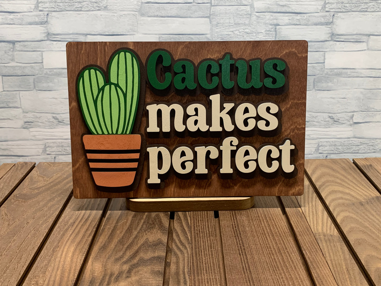 Cactus Makes Perfect - Wood Door Wall Sign Hanger
