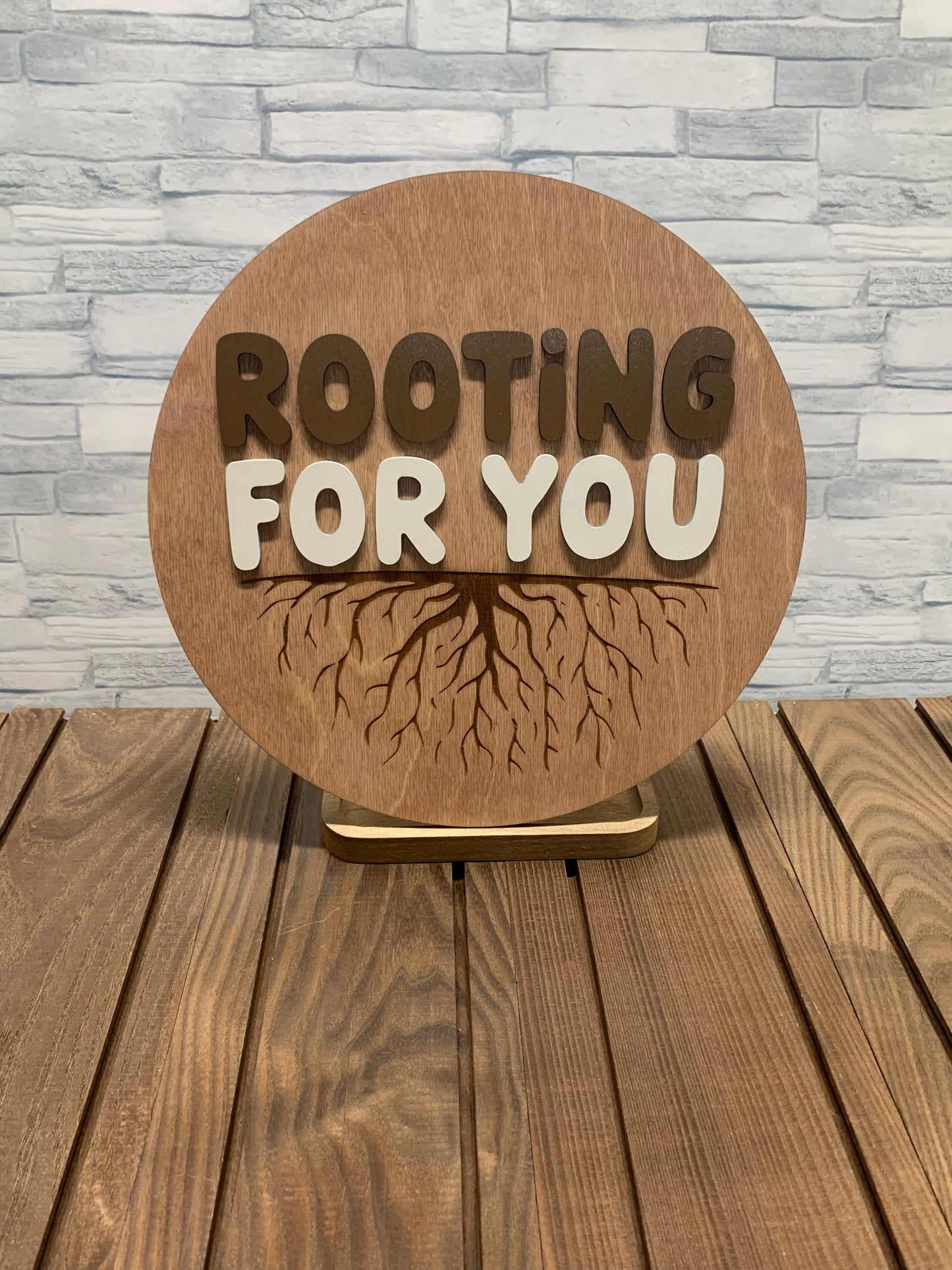Rooting For You - Round Wood Door Wall Sign Hanger