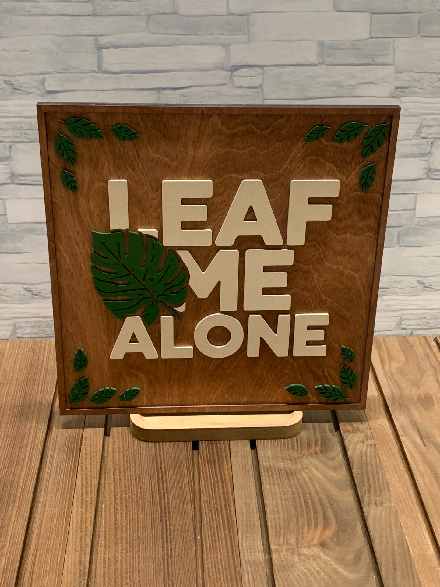 Leaf Me Alone - Wood Door Wall Sign Hanger