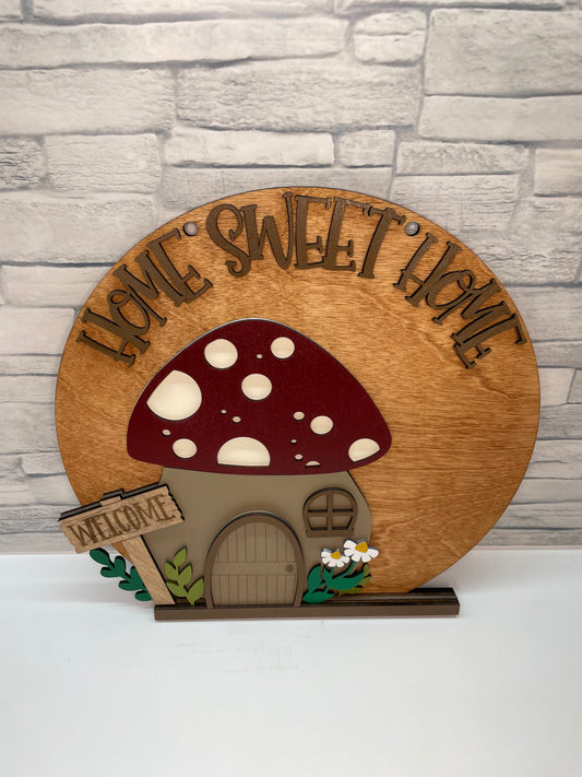 Gnome Mushroom House - Interchangeable Door Hanger Sign