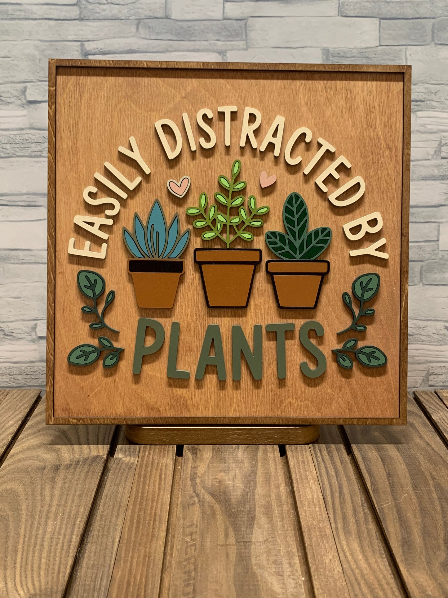 Easily Distracted by Plants - Wood Door Hanger Wall Sign