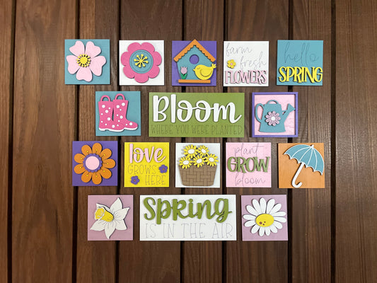 Mini Spring Time Interchangeable Tiles Leaning Signs