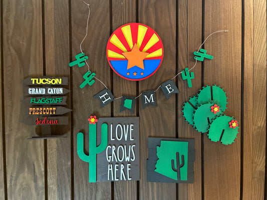 Love Grows Here - Arizona Cactus Tiered Tray Set