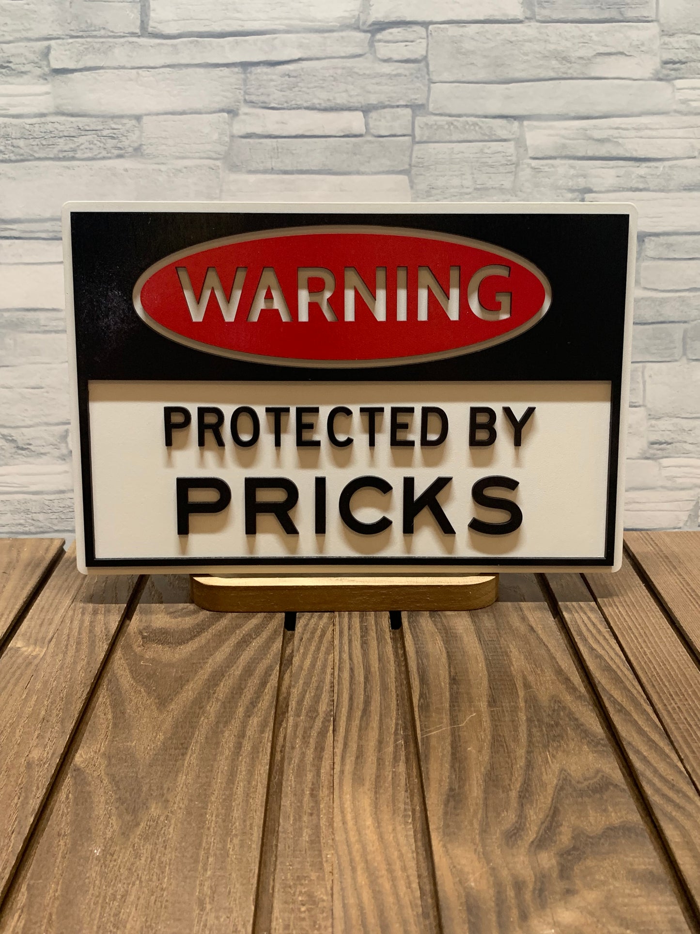 Protected By Pricks - Wood Door Wall Sign Hanger