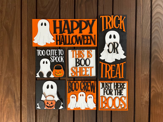 Ghost Interchangeable Halloween Leaning Sign Set