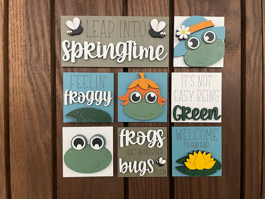 Mini Frog Interchangeable Tiles Leaning Signs