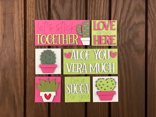 Mini Succulent Valentines Interchangeable Tiles Leaning Signs