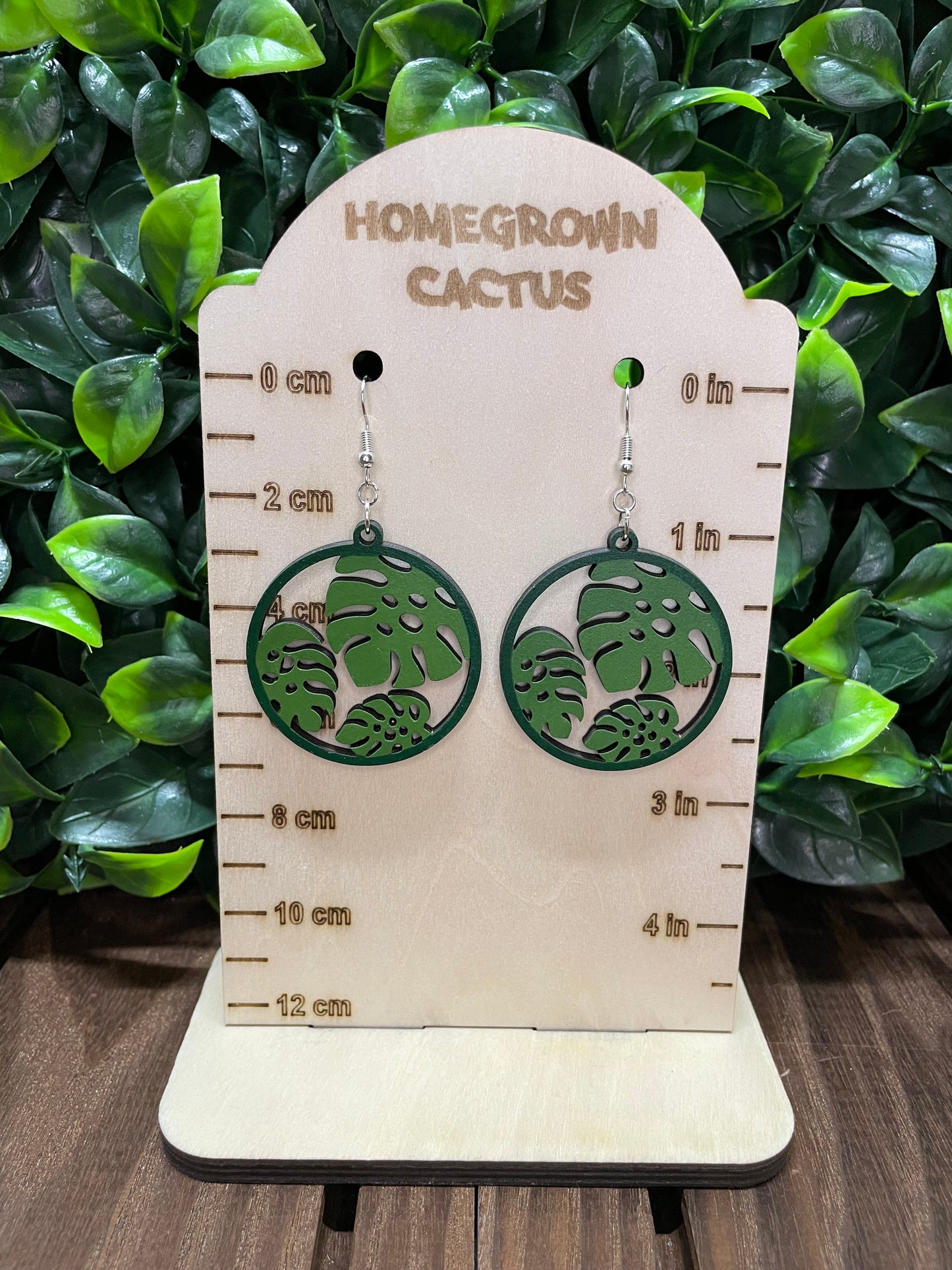 Round Monstera Earrings