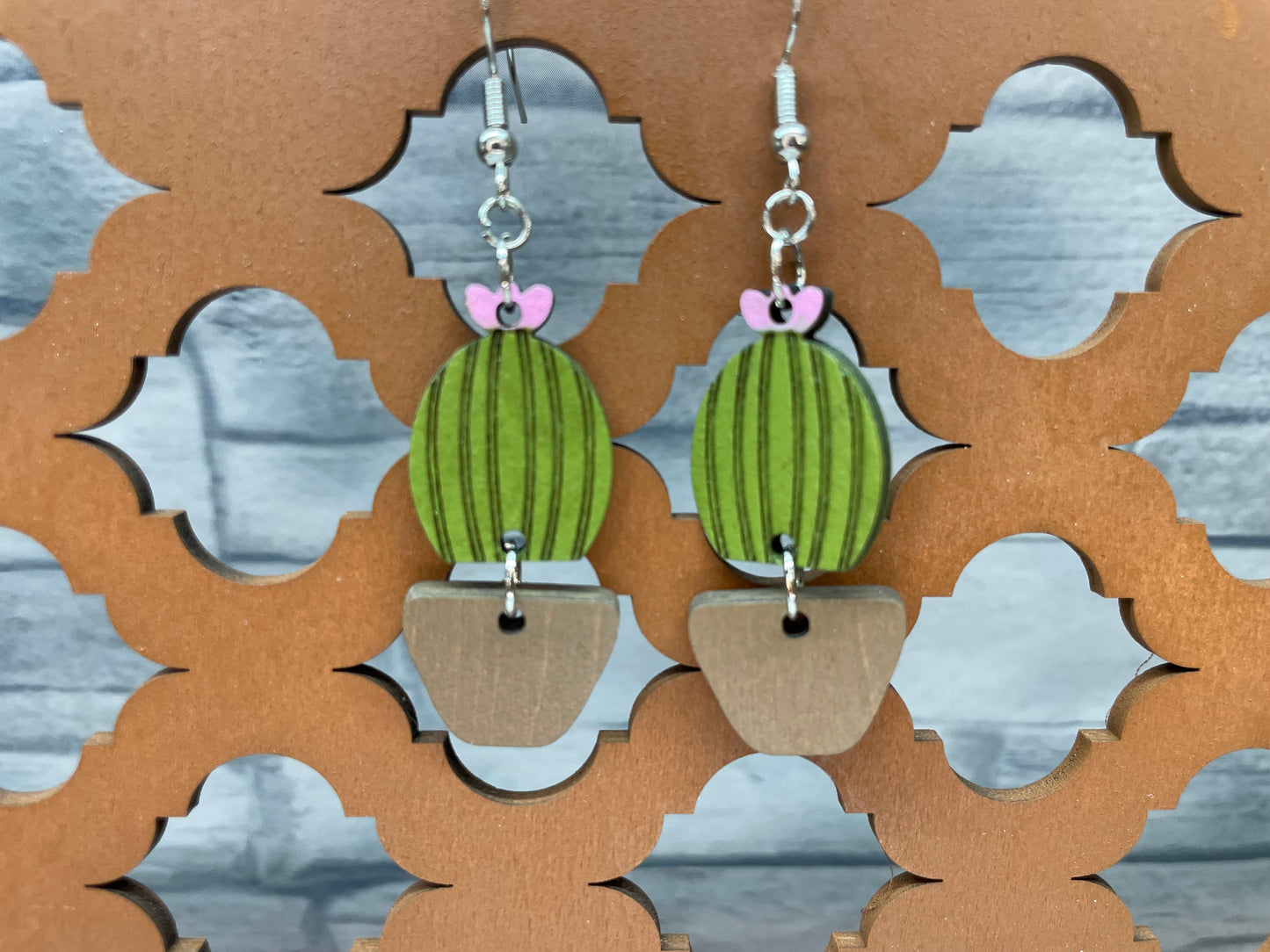 Potted Barrel Cactus Earrings