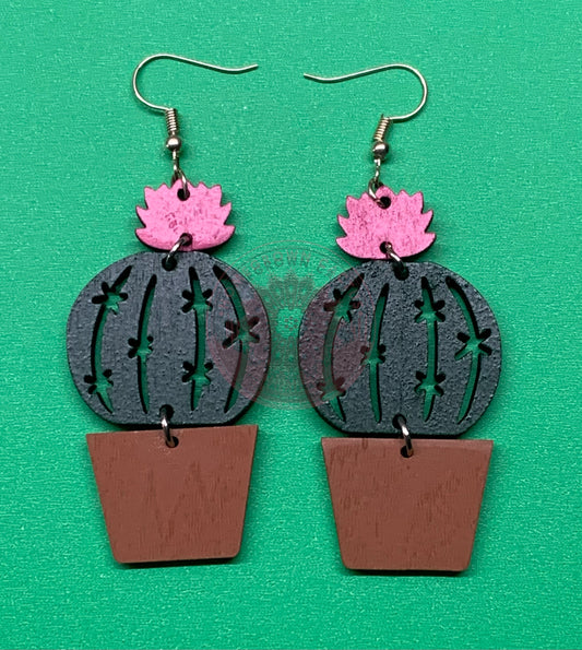 Potted Barrel Cactus Earrings