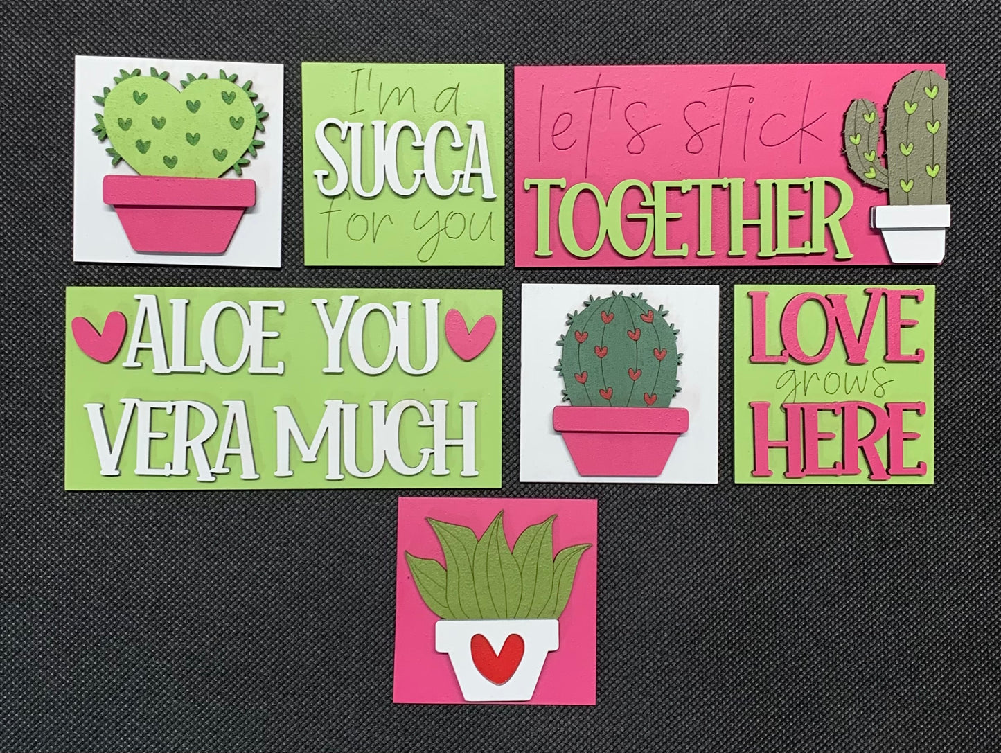 Mini Succulent Valentines Interchangeable Tiles Leaning Signs