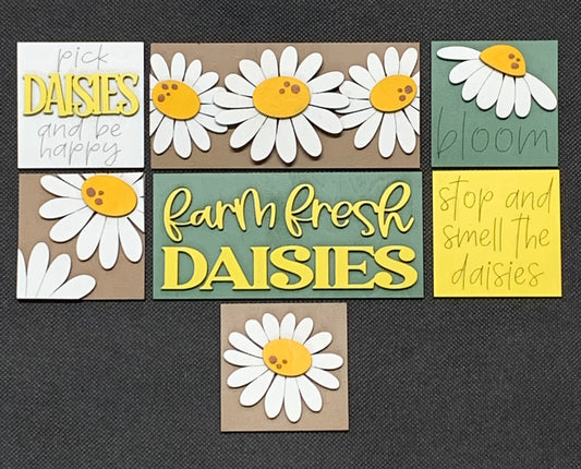 Mini Daisies Interchangeable Tiles Leaning Signs