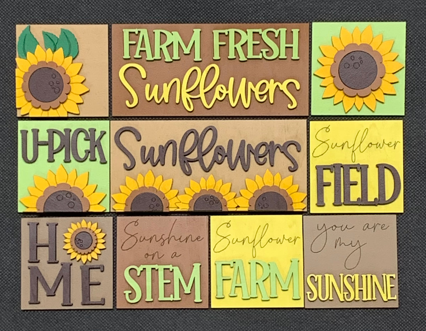 Mini Sunflower Interchangeable Tiles Leaning Signs