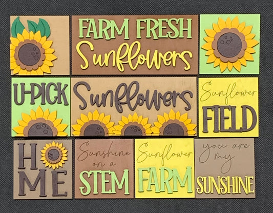 Mini Sunflower Interchangeable Tiles Leaning Signs