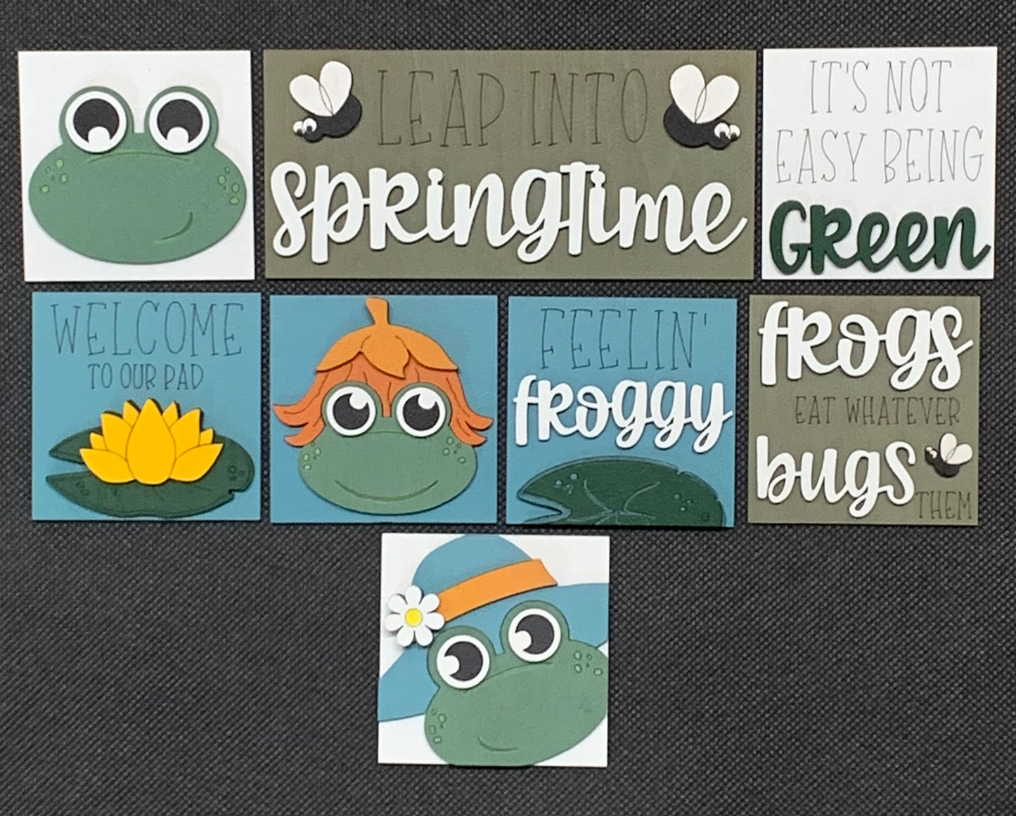 Mini Frog Interchangeable Tiles Leaning Signs