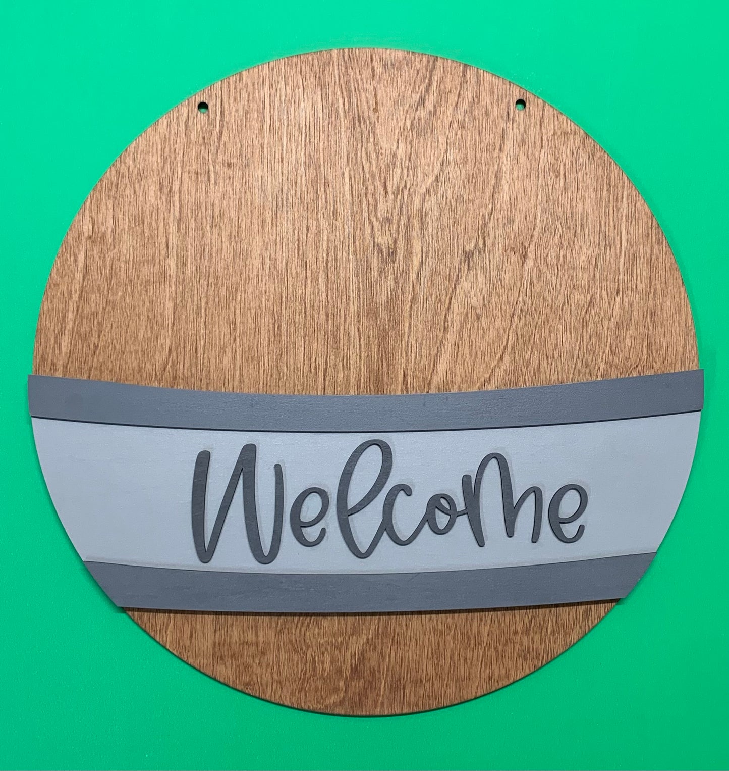 Round Interchangeable Flower Basket Welcome Sign