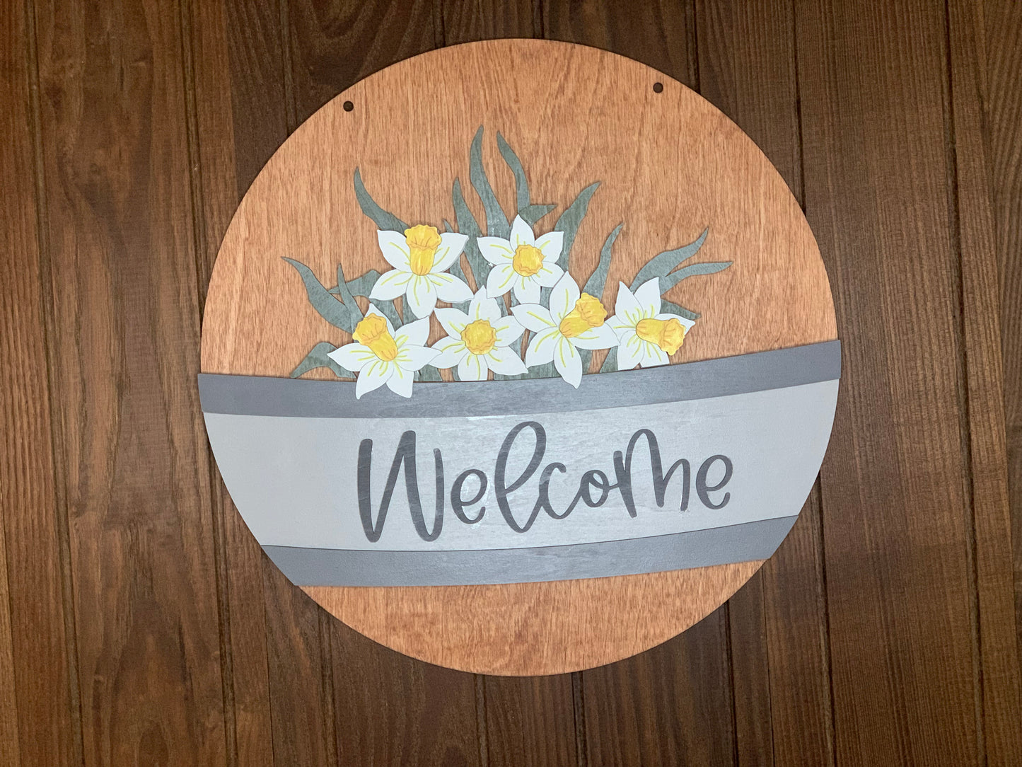 Round Interchangeable Flower Basket Welcome Sign