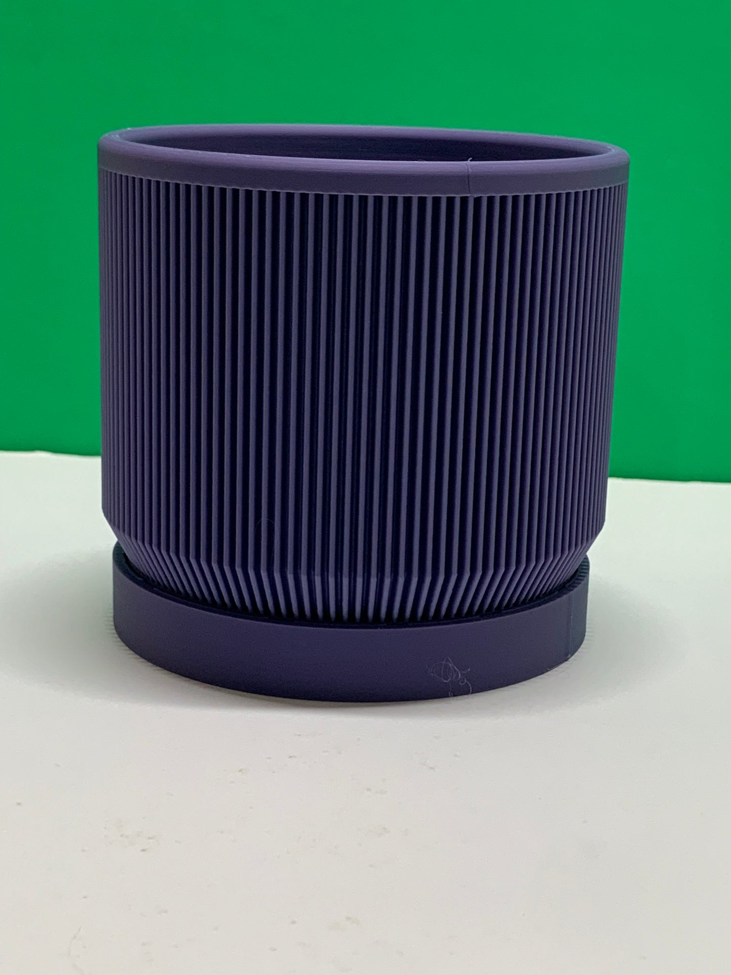 Mid Century Modern Ribbed Planter with Drip Tray