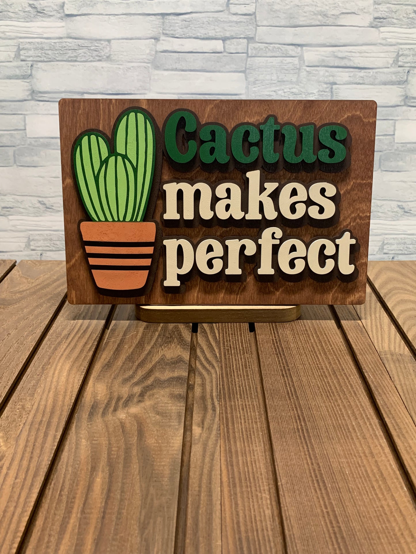 Cactus Makes Perfect - Wood Door Wall Sign Hanger