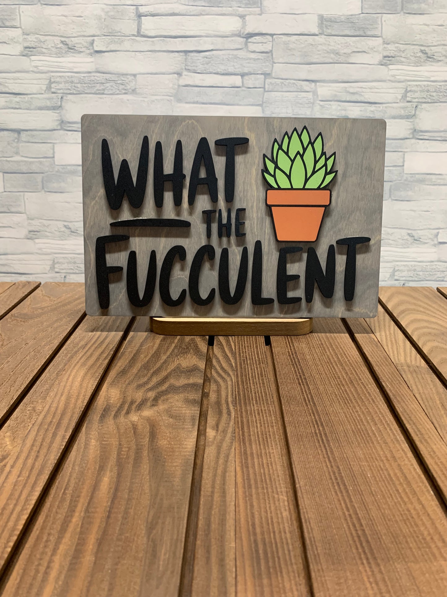 What the Fucculent - Wood Wall Hanger Door Sign