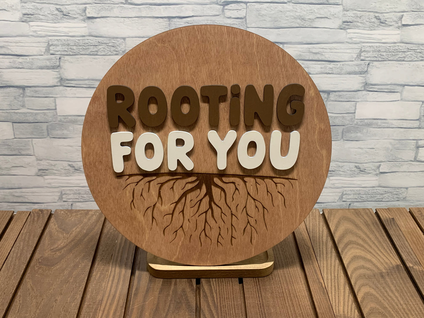 Rooting For You - Round Wood Door Wall Sign Hanger