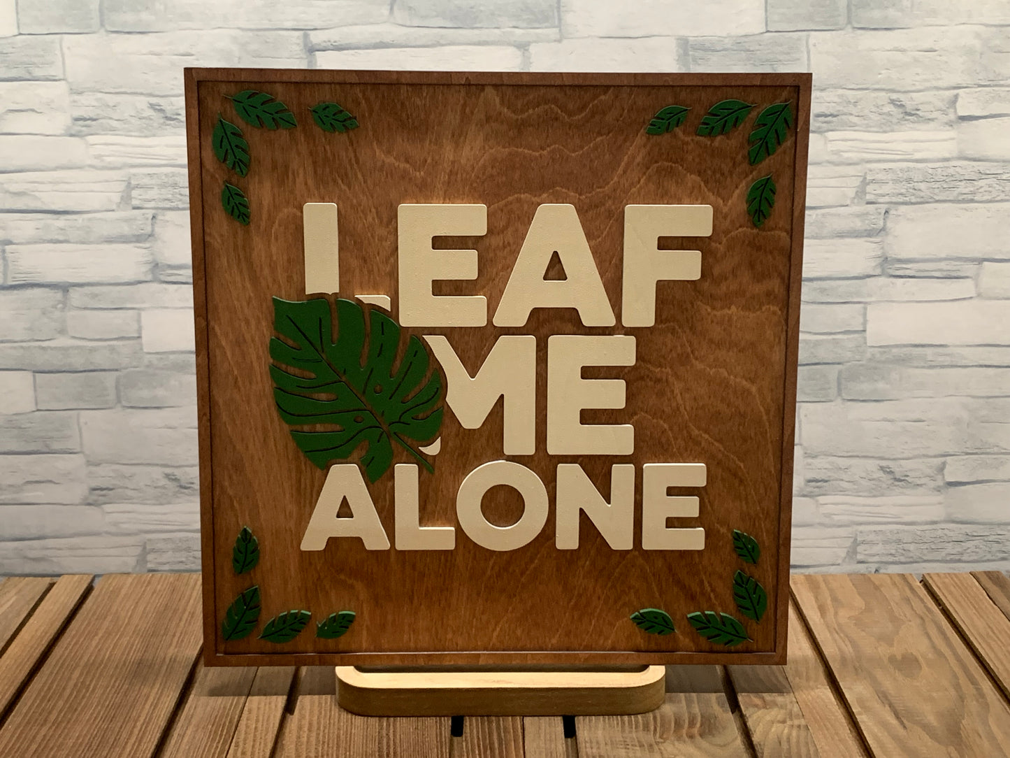 Leaf Me Alone - Wood Door Wall Sign Hanger