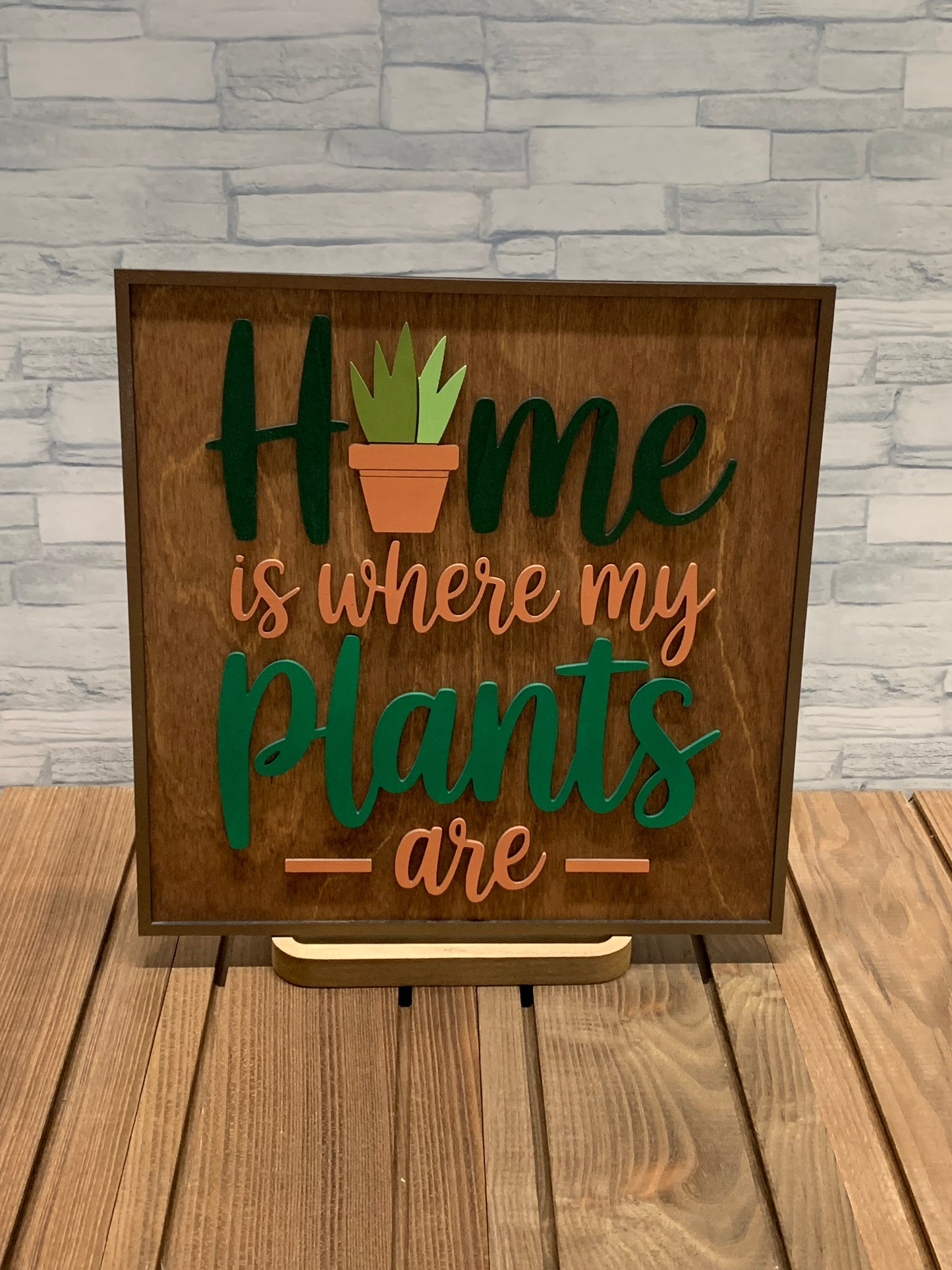 Home is Where My Plants Are - Wood Door Wall Sign Hanger