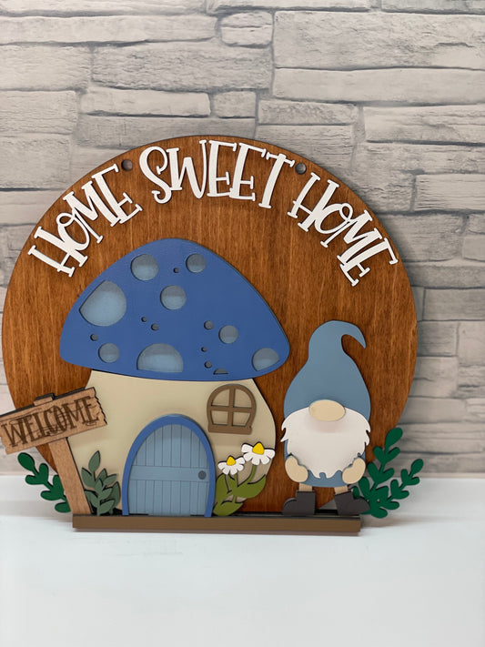 Gnome Mushroom House - Interchangeable Door Hanger Sign