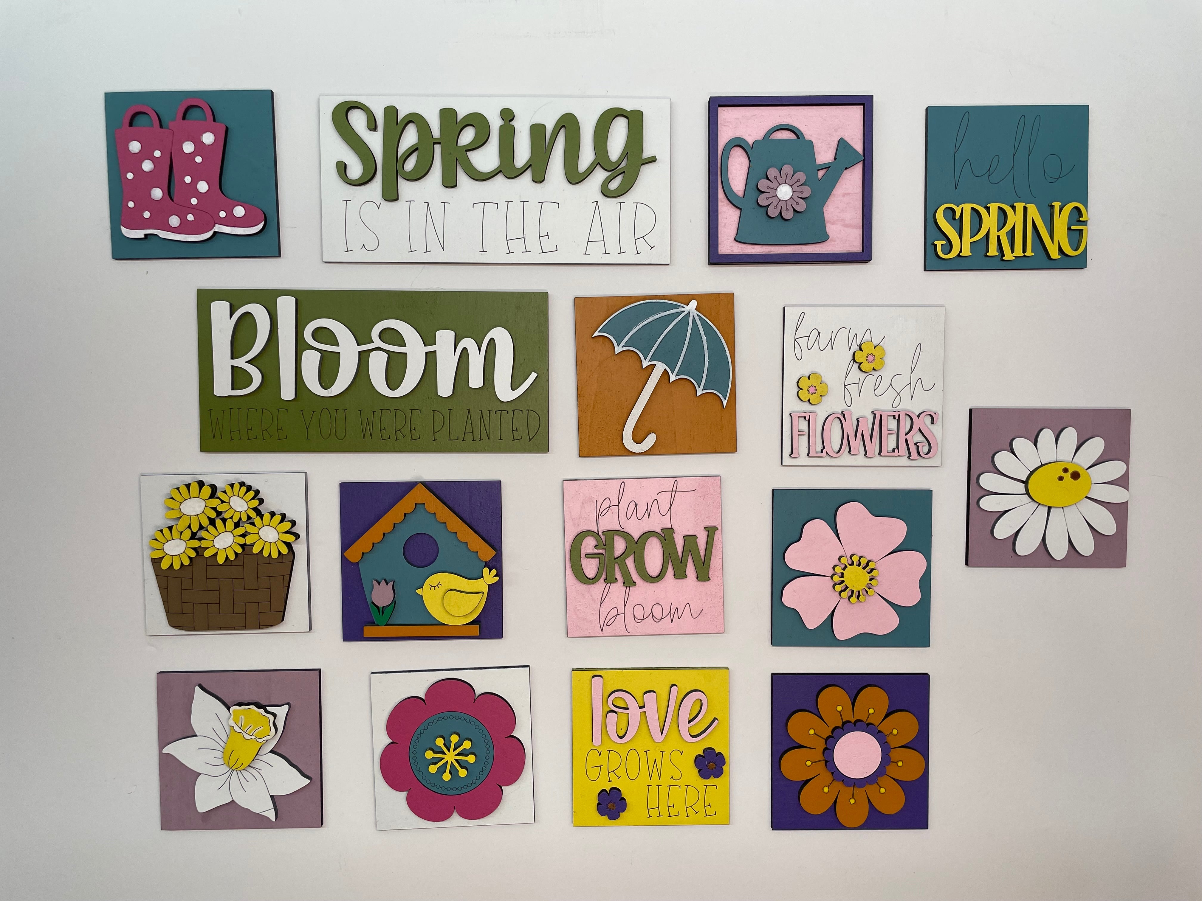 Mini Spring Time Interchangeable Tiles Leaning Signs – Homegrown Cactus