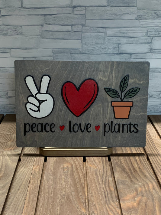 Peace - Love - Plants - Wall Sign Door Hanger