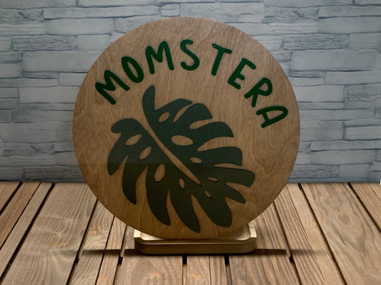 Momstera - Wood Round Wall Sign Door Hanger