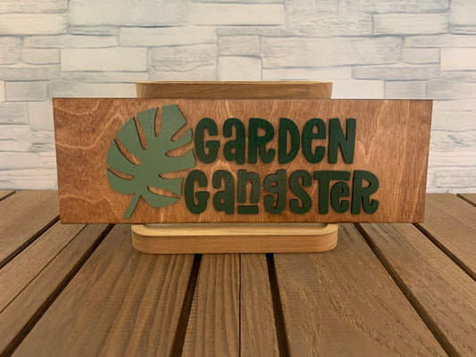 Leaf Garden Gangster Wood Wall Sign Decor