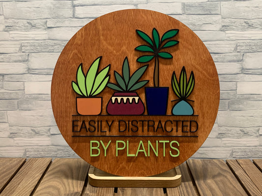 Easily Distracted by Plants - Door Wall Sign Hanger