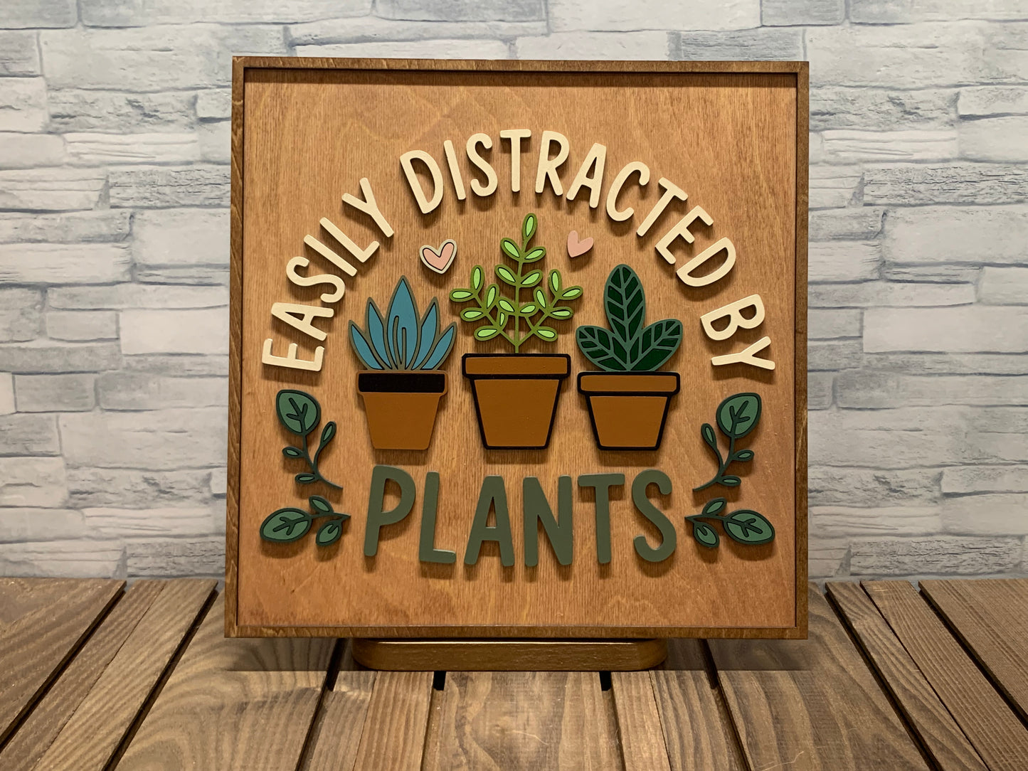 Easily Distracted by Plants - Wood Door Hanger Wall Sign