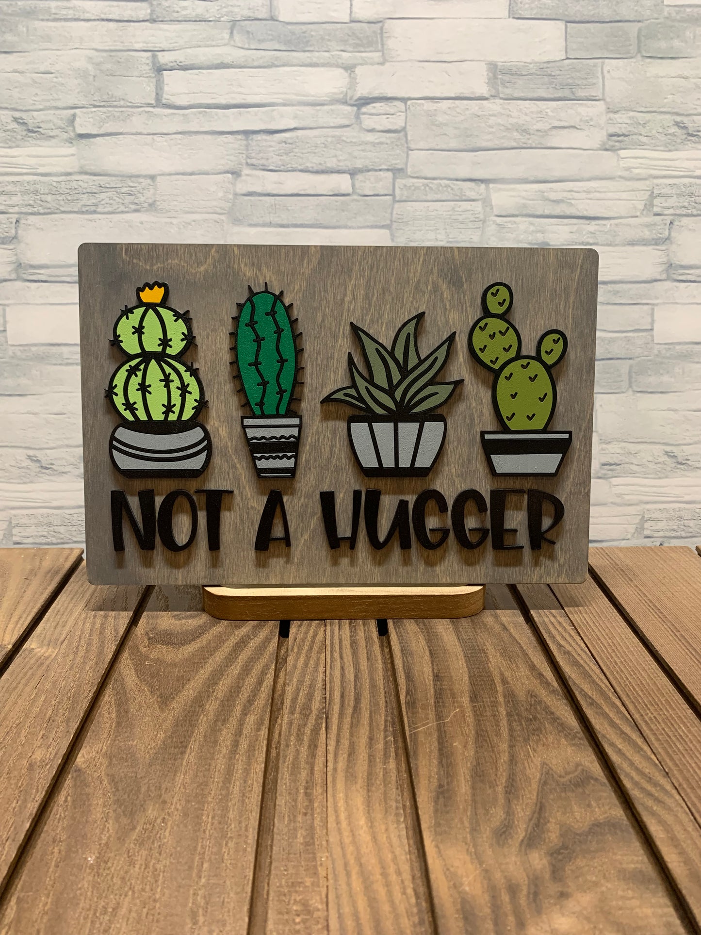 Not a Hugger - Wood Wall Sign Door Hanger