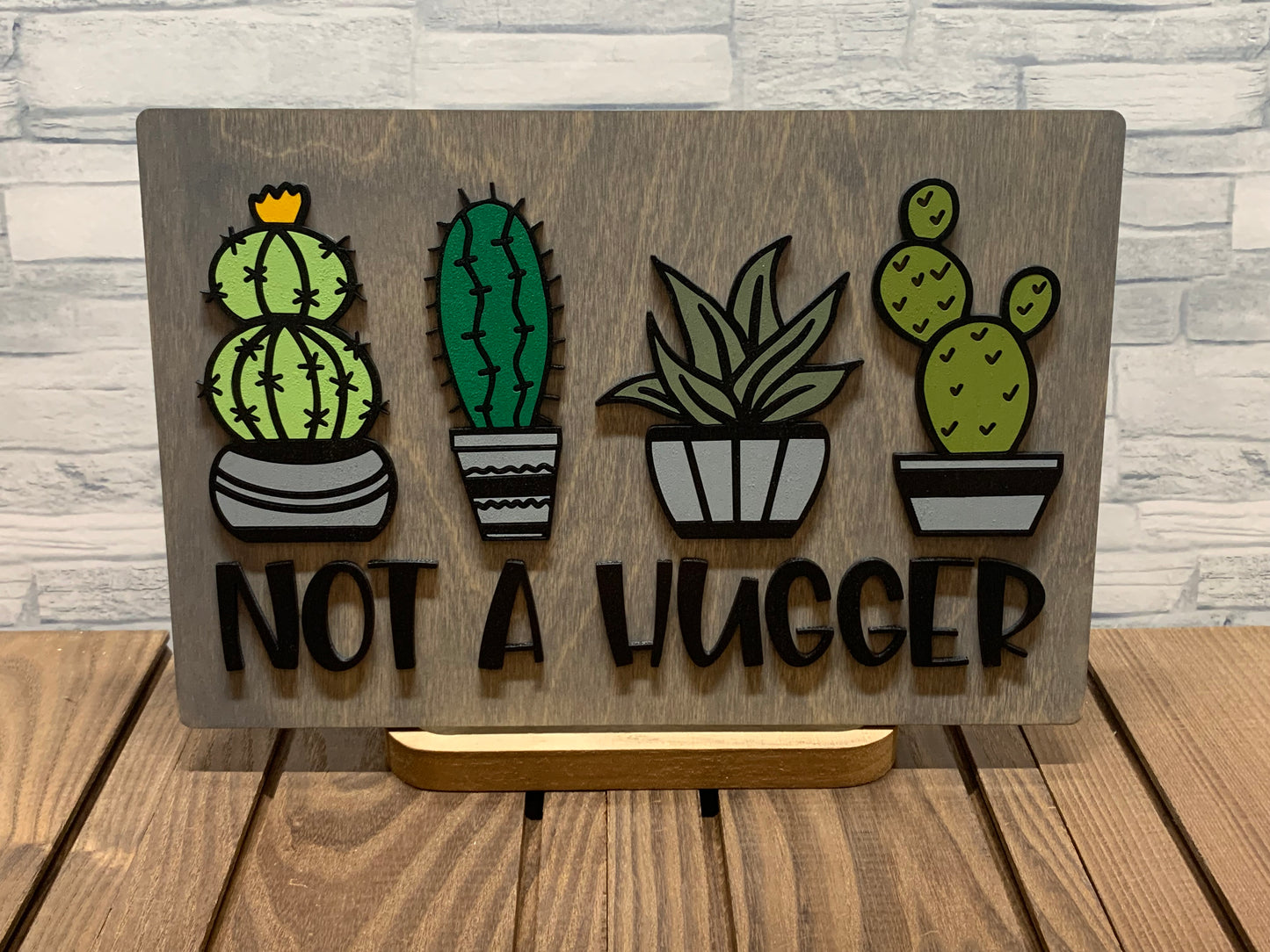 Not a Hugger - Wood Wall Sign Door Hanger