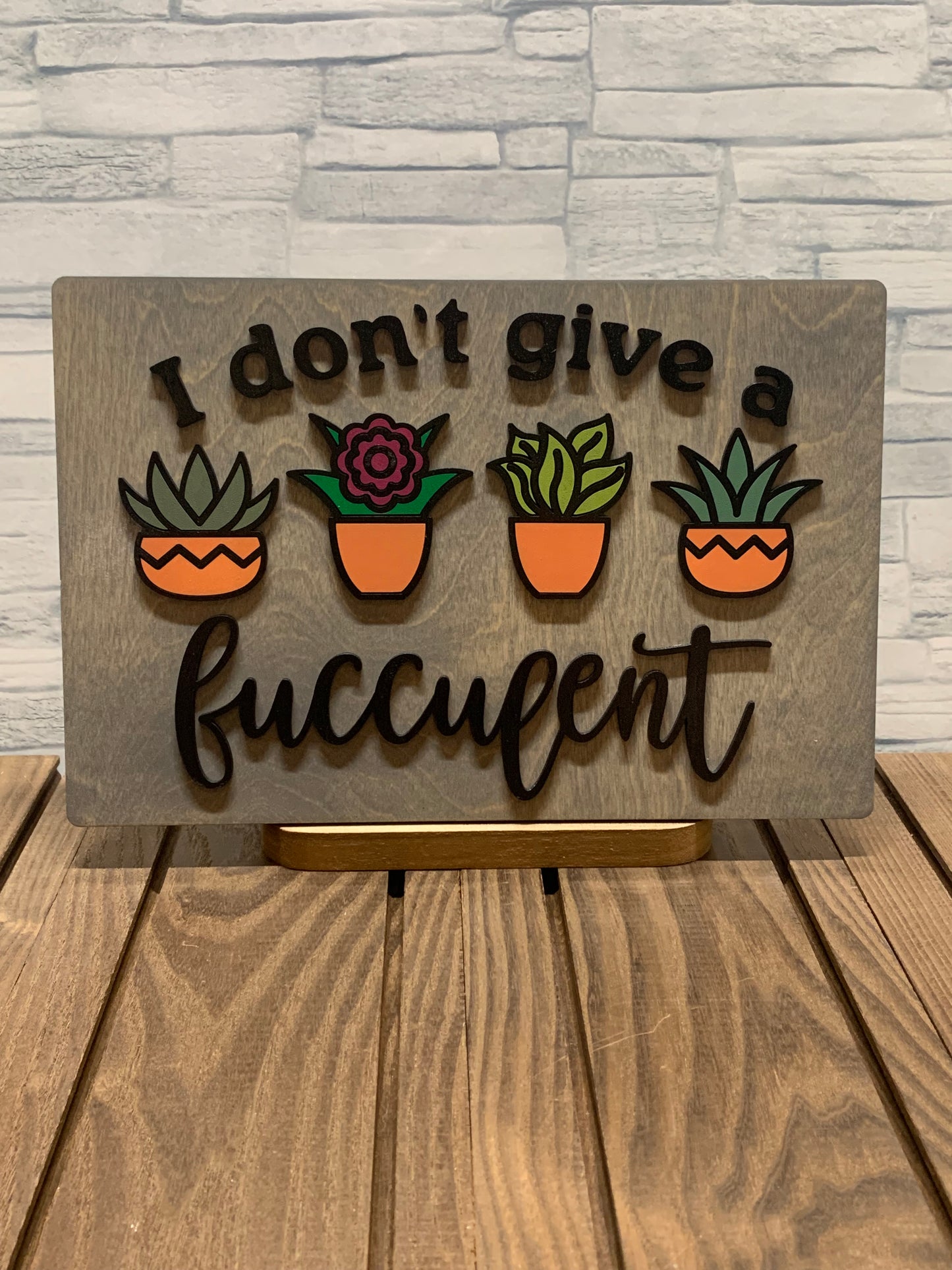 I Don't Give a Fucculent - Wood Door Hanger Wall Sign
