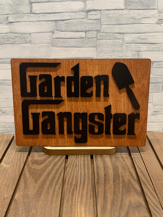 Garden Gangster Wood Wall Door Sign