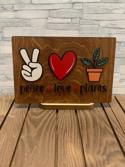 Peace - Love - Plants - Wall Sign Door Hanger