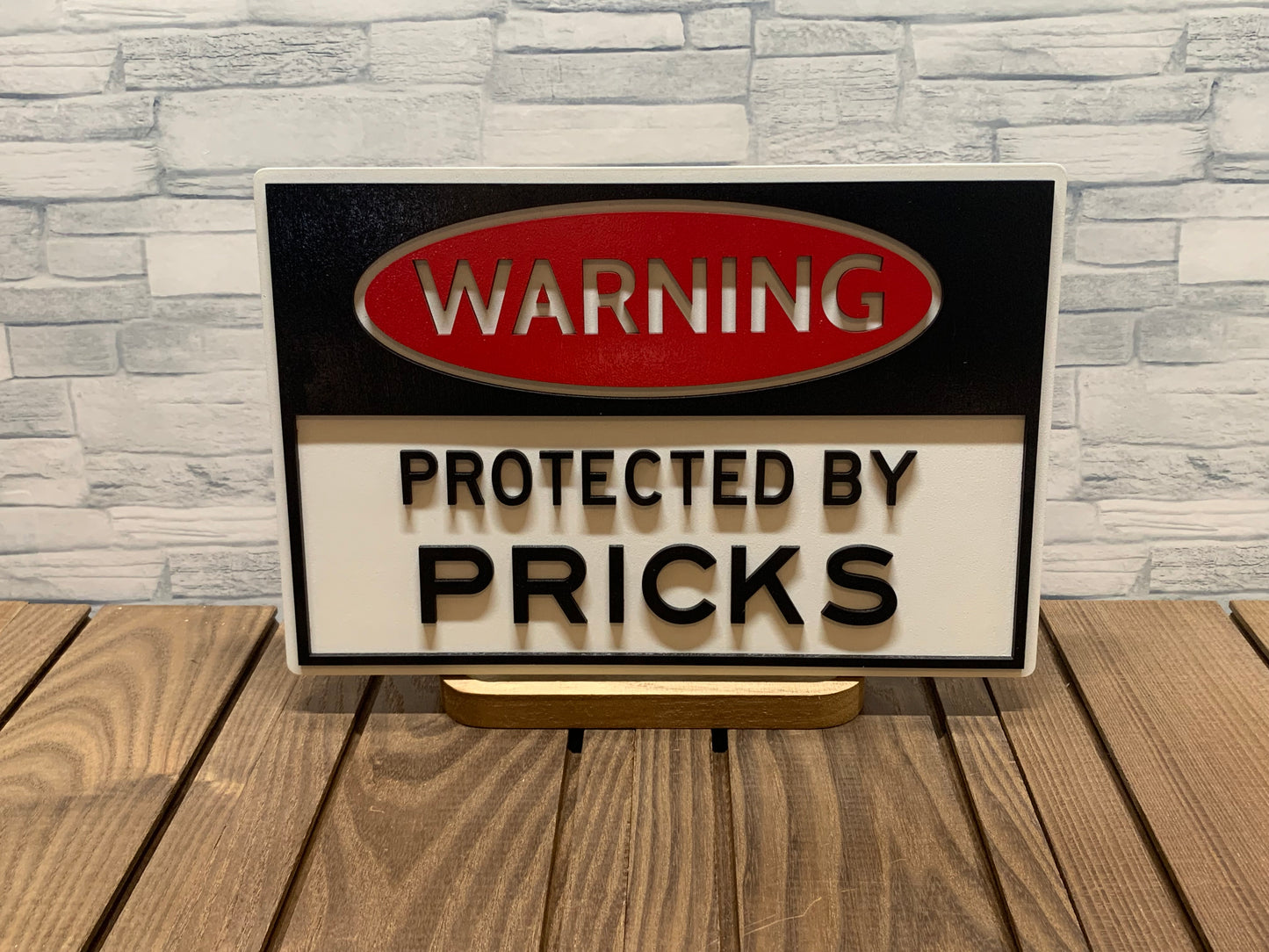 Protected By Pricks - Wood Door Wall Sign Hanger