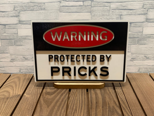 Protected By Pricks - Wood Door Wall Sign Hanger