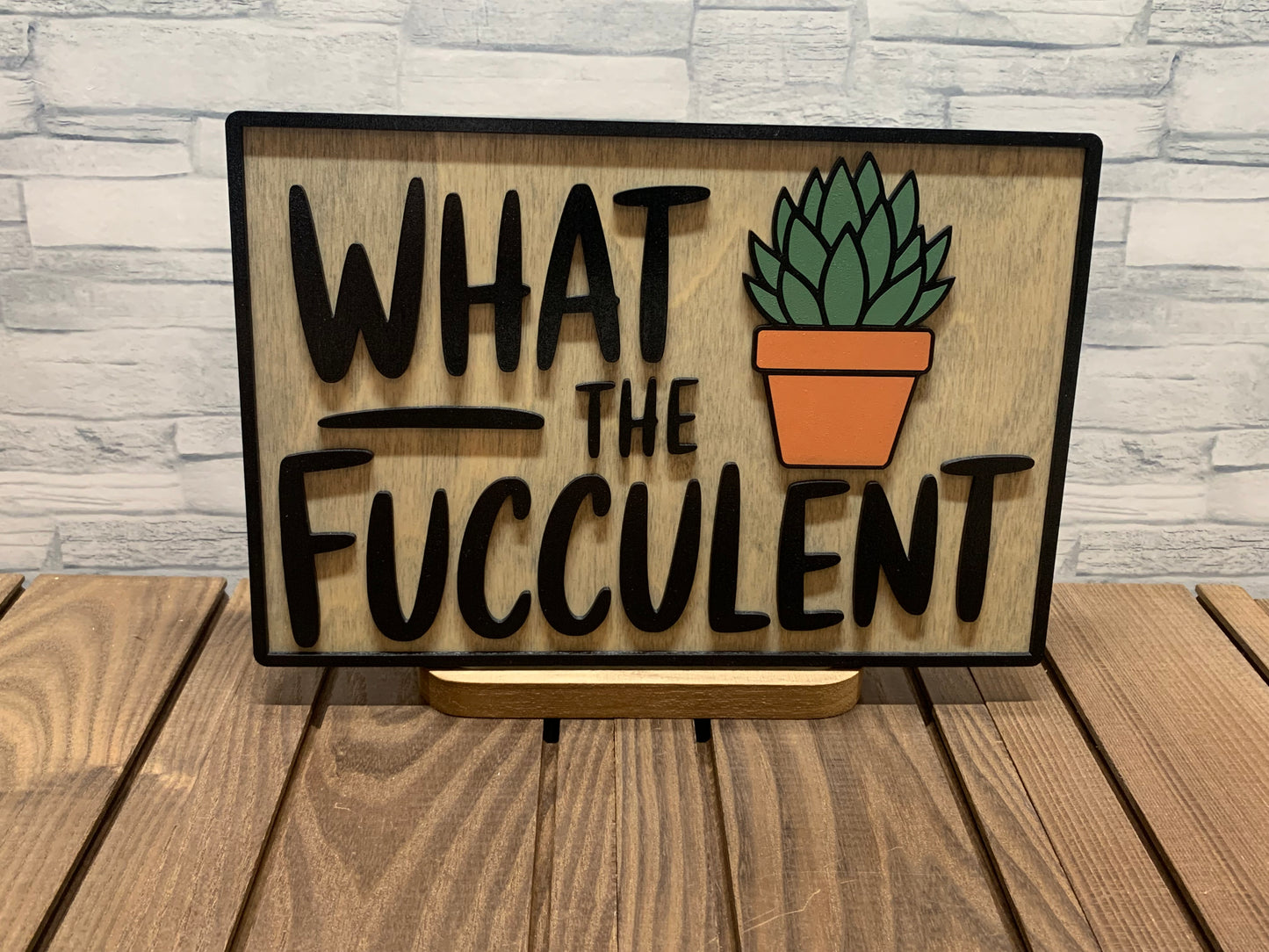 What the Fucculent - Wood Wall Hanger Door Sign