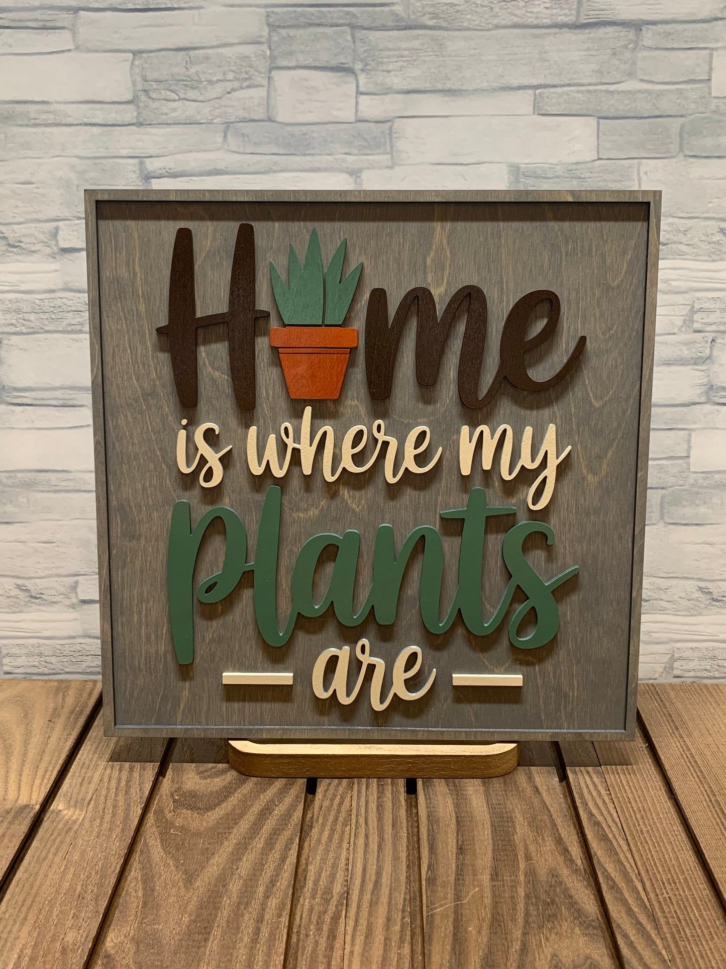 Home is Where My Plants Are - Wood Door Wall Sign Hanger