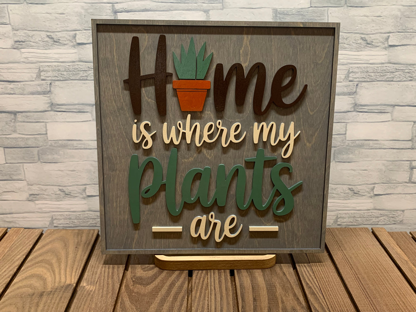 Home is Where My Plants Are - Wood Door Wall Sign Hanger