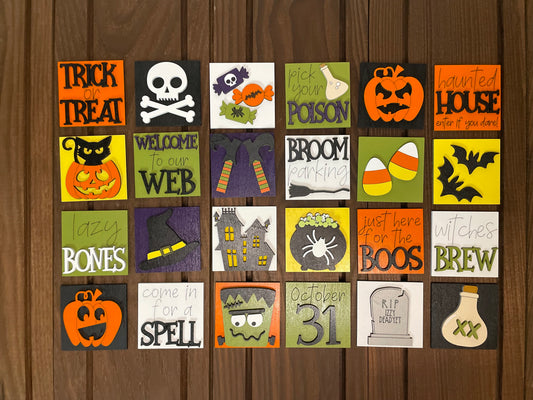Mini Halloween Interchangeable Tiles Leaning Signs