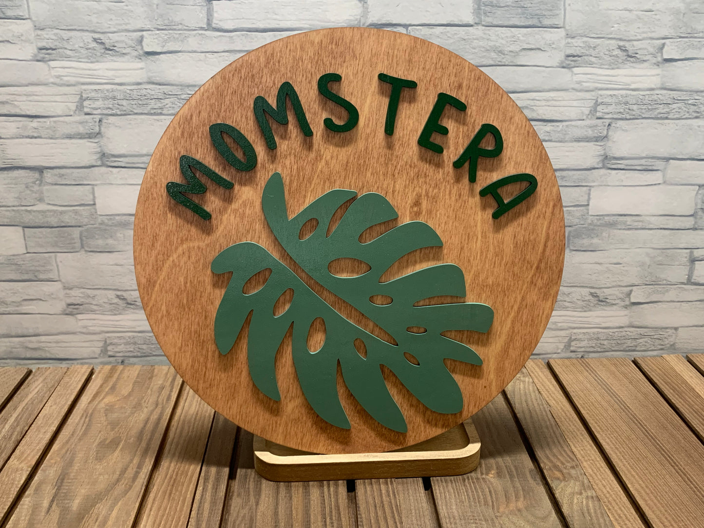 Momstera - Wood Round Wall Sign Door Hanger