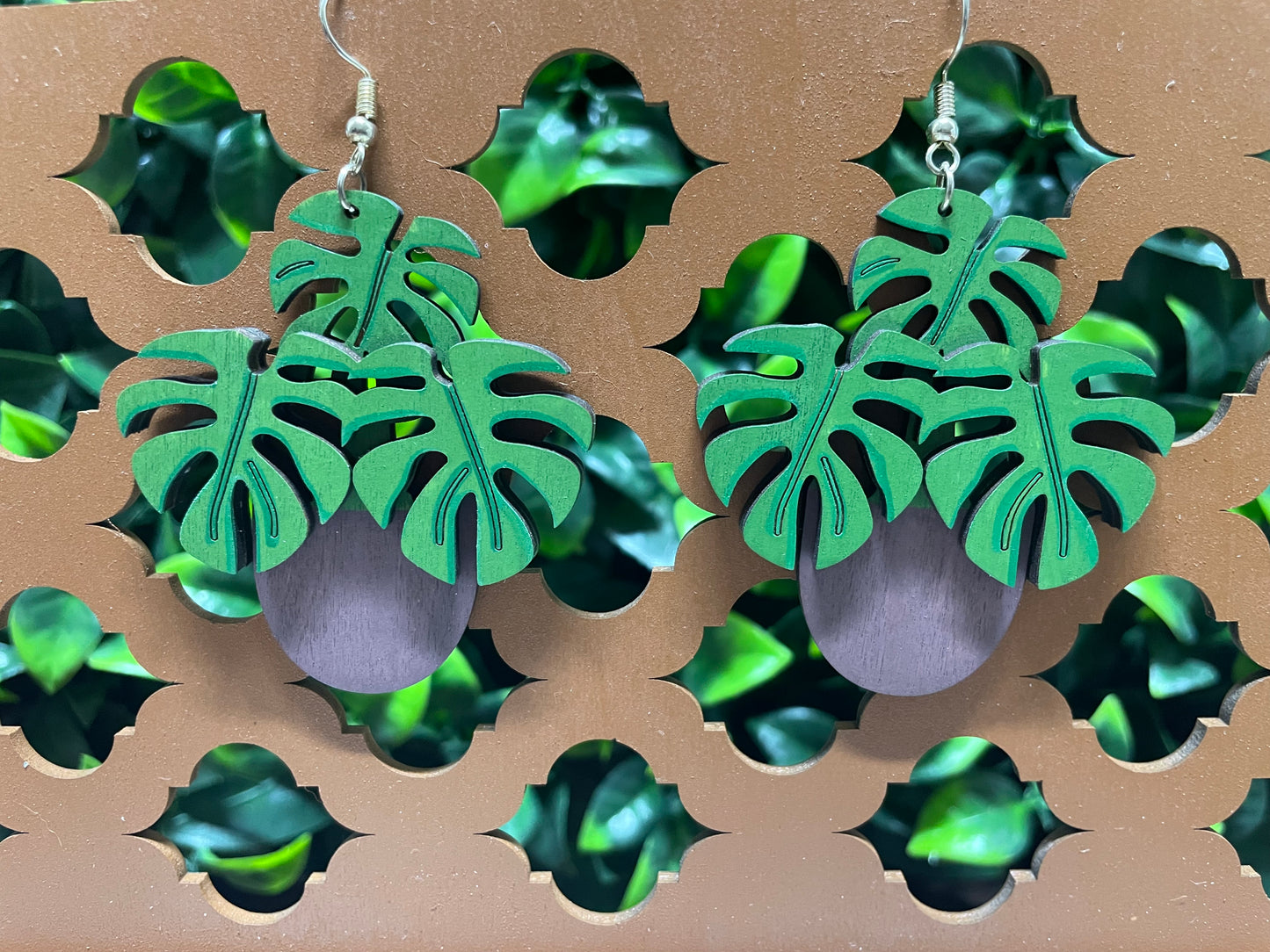 Monstera Potted Earrings