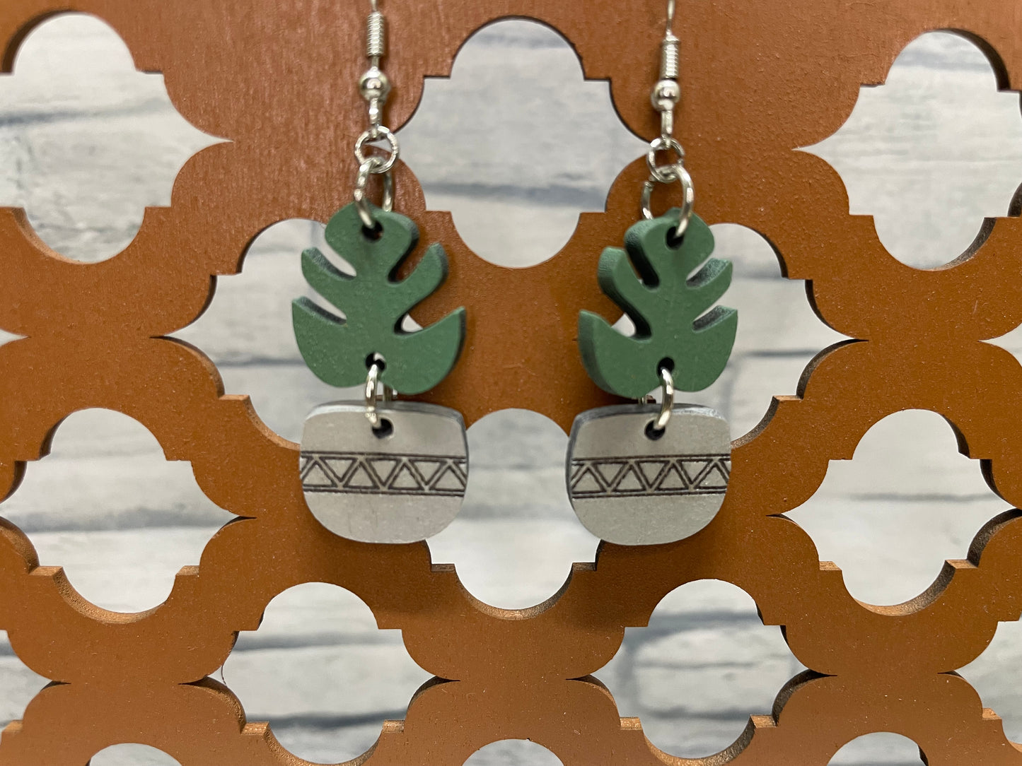 Potted Monstera Plant Earrings