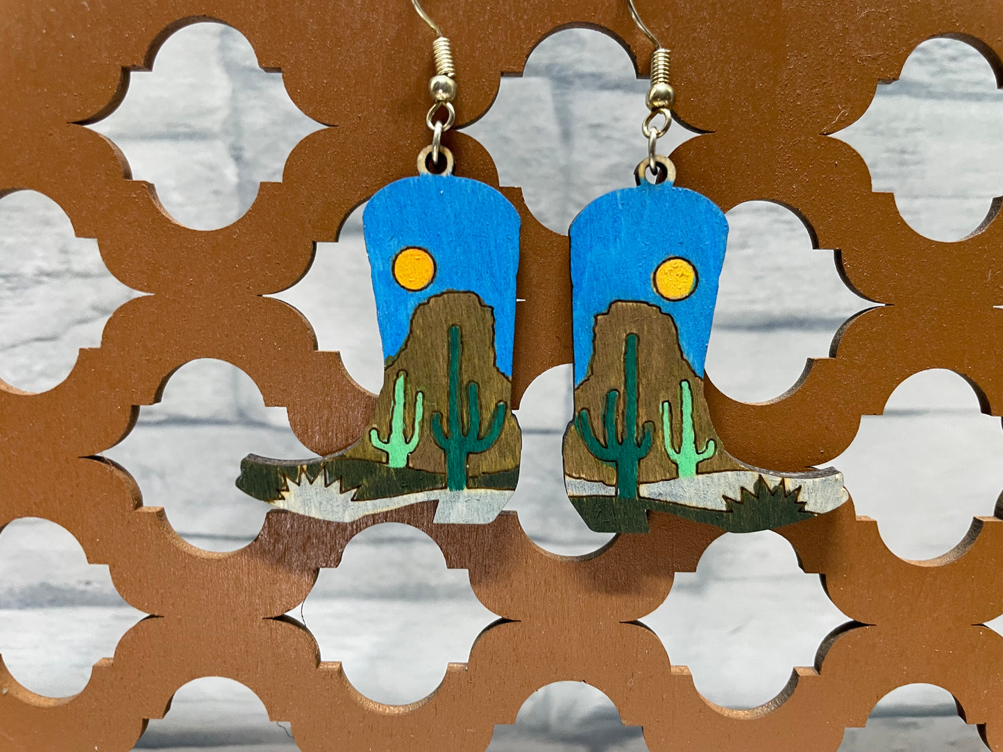 Cowboy Cactus Boot Earrings