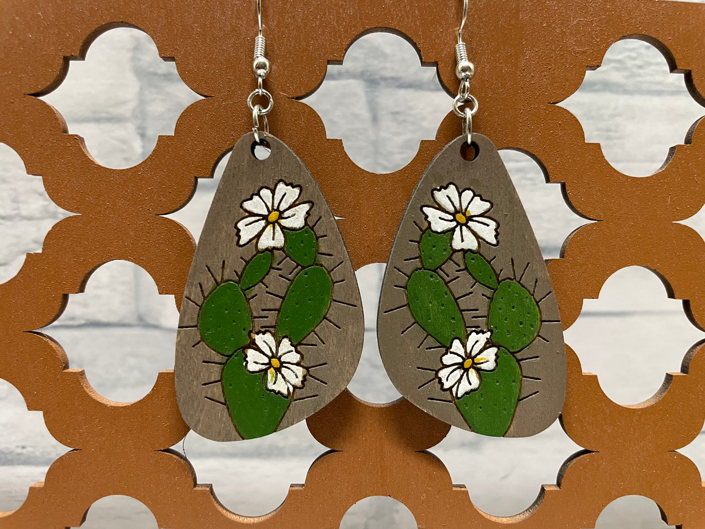 Flowering Prickly Pear Cactus Earring